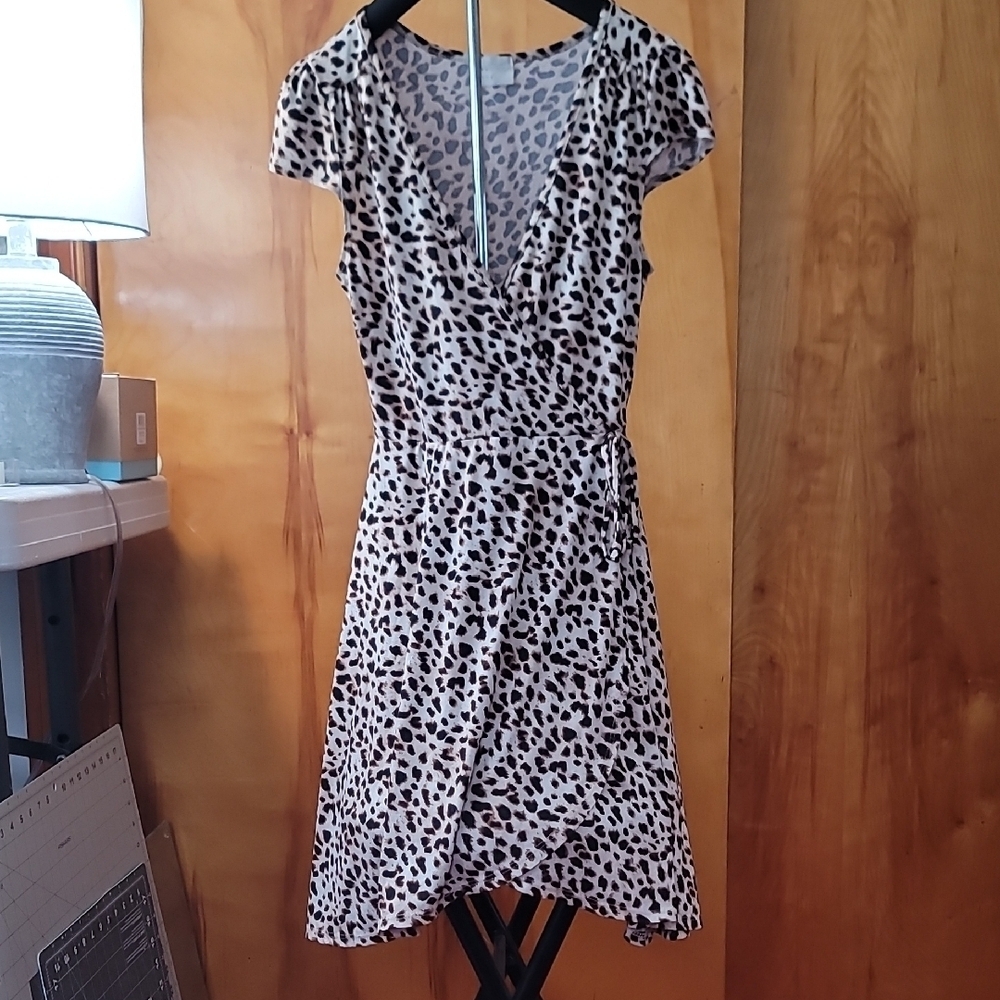 dee elly Leopard Print V-Neck Dress